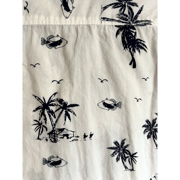 Men’s Burnside XL White/Navy Cotton Tropical Print Shirt Sleeve Shirt - Picture 6 of 6